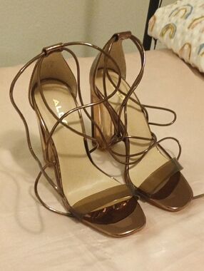 Aldo Rose Gold Strappy High Heel Sandals